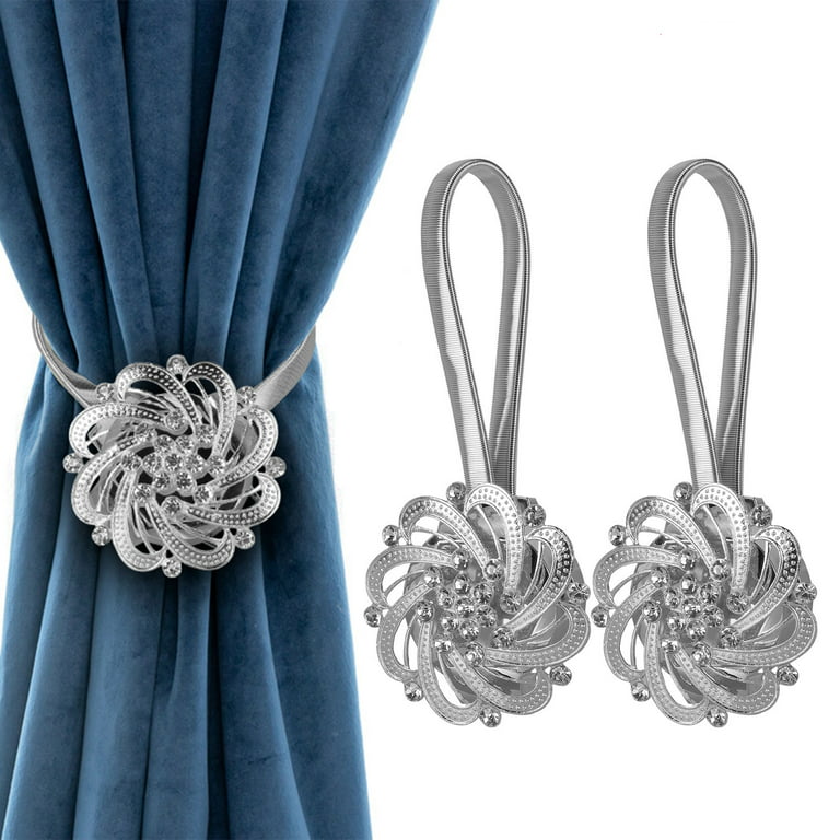 European Style Crystal Flower Magnetic Curtain Buckle Drape Tieback Clips Holder